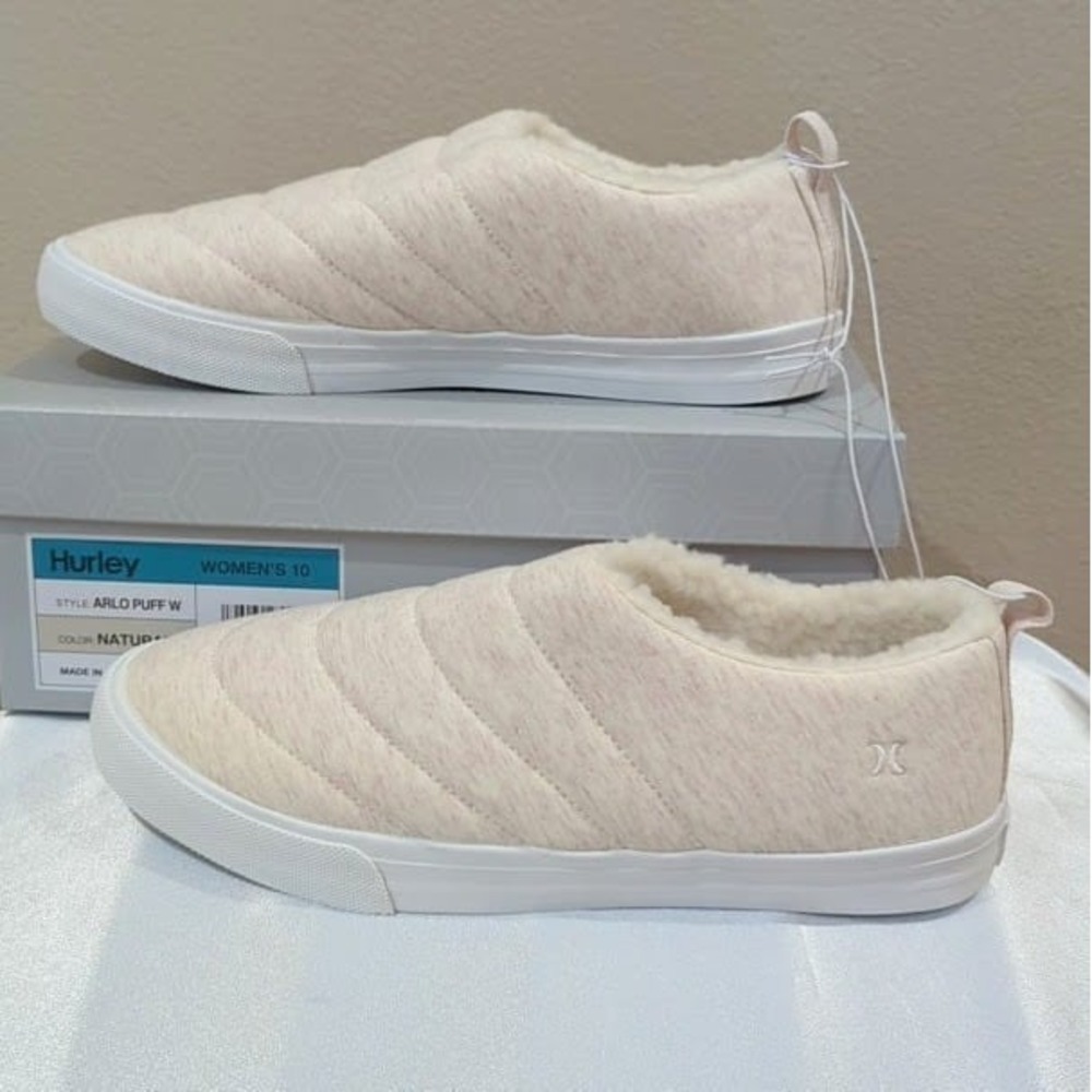 New Hurley Women's Arlo Puff Shoes Plush Lining Natural Color Size 10